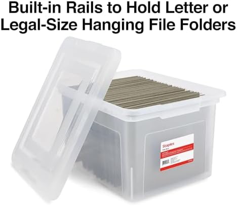 STAPLES Plastic File Box with Snap Lid, Letter/Legal Size, Clear, 4/Carton - Image 4