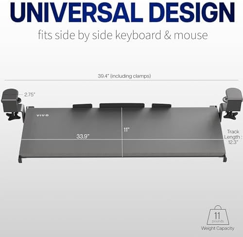 VIVO Vintage Brown Extra Large Clamp-on 34"x11" Keyboard Tray, MOUNT-KB15EN - Image 3