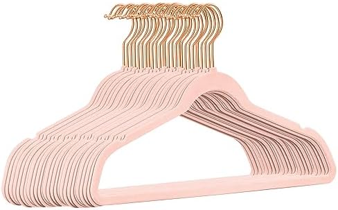 TIMMY Velvet Hangers - Suit (50-Pack) Ultra Thin Coat Hangers with Heavy Duty Construction, Holds up to 10 Lbs - Blush Pink/Rosegold Finishes by TIMMY