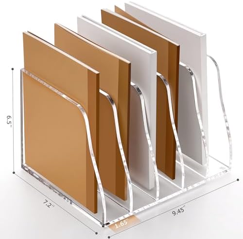 YUXUN Clear Acrylic File Folder Holder - 5 Vertical Compartments - Image 6
