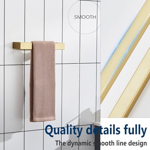 KOKOSIRI Towel Rings Brushed Gold Hand Towel Bars 9-Inch Kitchen Towel Rack Stainless Steel Bathroom Hardware Wall Mounted, 2 Pack B4008BG-L9-P2 - Image 3