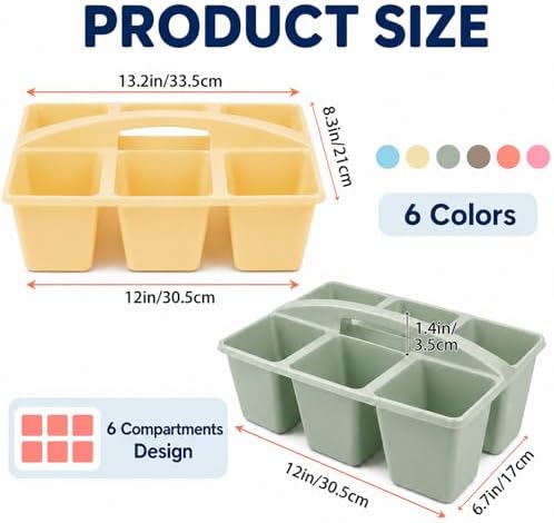 6 Pack Classroom Caddy with Handle, 6 Compartment (Groovy) - Image 2
