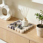 Scalloped Square Marble Decorative Tray, Natural Stone Vanity & Jewelry Tray, Trinket Organizer for Ring, Key, Dresser, Nightstand, Bathroom Counter & Kitchen Sink(Calacatta Viola) - Image 5