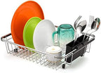 SANNO Expandable Dish Drying Rack Over the Sink Dish Drainer Dish Rack in Sink or On Counter with Utensil Silverware Storage Holder, Rustproof Stainless Steel - Image 6