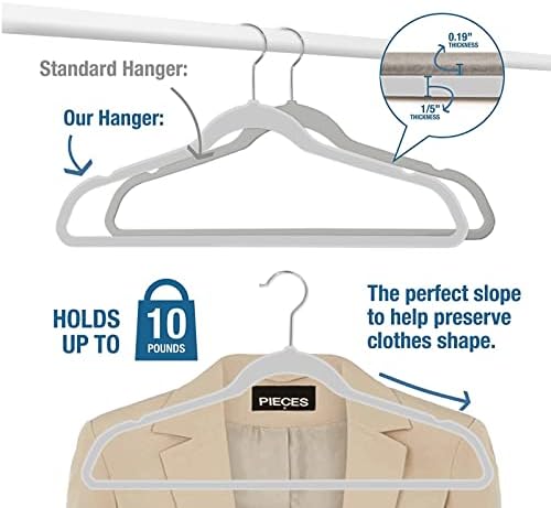 50 Pack Slim Plastic Clothes Hangers Grey - Image 5