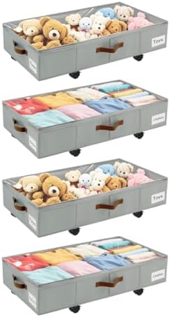 Under Bed Storage with Wheels, Dorm Room Organizer for Clothes Shoes Toys by VatFottUS