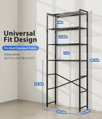4-Tier Over The Toilet Storage Rack, Bathroom Organizer with One-Piece Metal Mesh Shelves, Over Toilet Shelf with Adjustable Feet & Anti-Tip Kit, Space-Saving Bathroom Storage, Black - Image 2