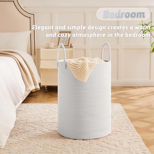 Artfeel Laundry Basket,Woven Cotton Rope Laundry Hamper,60L for Decorative Storage of Dirty Clothes,Toys and Blankets in Bathroom,Baby Room and Living Room - Image 3