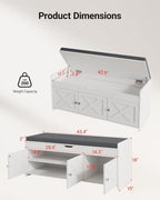 Amada 39.4" Shoe Storage Bench, Entryway Bench with Cushioned Seat, White - Image 2