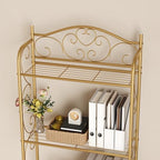 HOME BI Over The Toilet Storage Shelf, 3-Tier Over Toilet Bathroom Organizer Rack, Freestanding Space Saver Toilet Stands with Hooks (Gold) - Image 7
