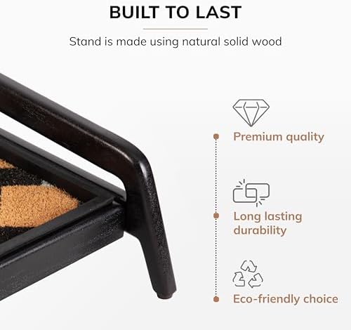 Anji Mountain Heavy Duty Waterproof Wooden Shoe Storage Mat Organizer/Boot Storage Tray Multi Use for Entryway with Coir, Tan and Ivory Insert, 1 Tier, Fits 3 Pair (36.5" Wide) - Image 3