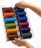 ZENFUN 12 Compartments Belts Storage Box, Acrylic Belt Organizer, Belt Container Storage Holder Clear Belts Display Case for Watch, Hair Accessories, Jewelry, Closet and Drawer - Image 3