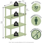 Furinno Turn-N-Tube Storage Shelves, 4-Tier Toolless Book Shelf, Corner Shelf, Open Shelves, for Organization and Storage, Living Room, Garage, Home Office, Sage Green - Image 3