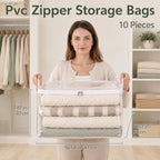 10 Pack Clear Clothes Storage Bags with Zipper and Handles(16"x11.8"x7.8'') - Image 2
