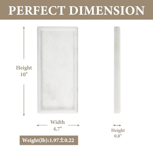 Koville African Natural Marble Tray, 10"x5" Coffee Table Vanity/Decorative Tray for Jewerly, Watch, Perfume Candle Tray for Home/Kitchen Countertop - Image 2