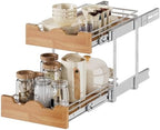 OCG Pull Out Cabinet Organizer 11" W x 21" D, 2 Tier Slide Out Shelf, Heavy-Duty Pull Out Drawer for Cabinets, Base Cabinet Organization for Kitchen, Pantry, Bathroom by OCG