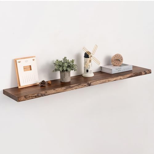 40" Live Edge Floating Shelves, Solid Elm Wood, Vintage by Unknown