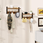 YMYNY Coat Rack Wall Mount with Shelf and Hooks, Rustic Brown UHWS001H-2 - Image 5