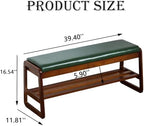 latifolia Shoe Rack Bench, Entryway Bench with Cushion(Green,39.70''L) - Image 2