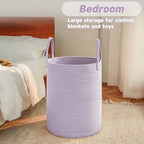 JMvicyroam 100L Cotton Rope Laundry Basket Hamper, Purple - Image 4