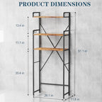 Over The Toilet Storage Cabinet, Freestanding Bathroom Shelf with Hooks - Image 2