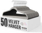 YSSOA Velvet Hangers 50 Pack, Non-Slip Clothes Hangers with Shoulder Notches, 360° Swivel Hooks, Heavy Duty Standard Hanger for Closet Space Saving, Grey by YSSOA