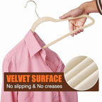 Flottian 60 Pack Beige Velvet Hangers Non Slip,Felt Hangers with Gold Hook - Image 4