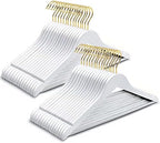 Amber Home 30 Pack White Wooden Coat Hangers with Gold Hook, Suit Hangers by AmberHome