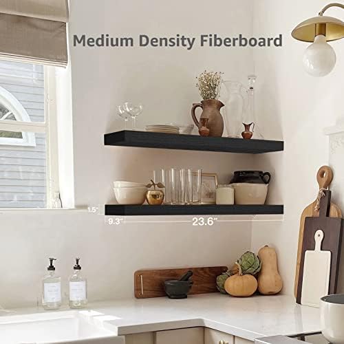 QEEIG Bathroom Long Floating Shelves for Wall (Black, Set of 2, 23.6") - Image 3