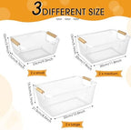 Maxcheck 6 Pack 3 Size Metal Wire Baskets with Wood Handles, Cream White - Image 2