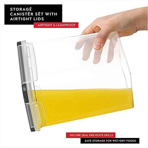 DWËLLZA KITCHEN Cereal Containers Storage 4L Set of 4 Airtight Food Storage Containers with Lids Cereal Dispenser Countertop Pantry Organization Canister for Rice Flour & Sugar 1 Marker 8 Labels - Image 3