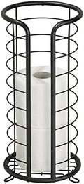 mDesign Metal Toilet Paper Holder Stand - Storage Reserve for 3 Rolls of Toilet Tissue - Freestanding Toilet Paper Holder - Stylish Bathroom Floor Toilet Paper Stand - Omni Collection - Matte Black by mDesign