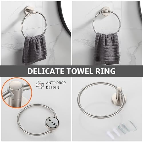 BGL Bathroom Accessory Set Brushed Nickel 4-Pieces Bathroom Towel Rack 24 Inches Adjustable Bathroom Hardware Set (Pack of 2) - Image 3
