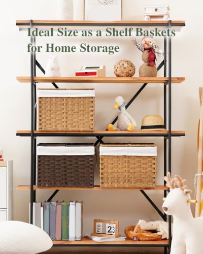 SETVSON Storage Basket with Lid Woven Wicker Baskets, 35L Natural - Image 5