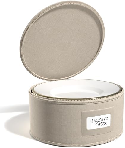 Sorbus China Storage Containers, with Lid (Salad Plate Storage, Beige) - Image 4