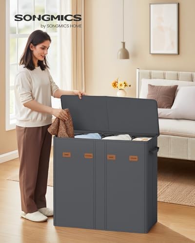 SONGMICS 210L Laundry Hamper, 4-Compartment Laundry Sorter with Lid - Image 2