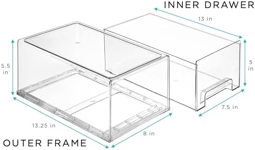 Sorbus Clear Storage Drawers for Refrigerator (Wide + Narrow Deep, 6 Pack) - Image 3