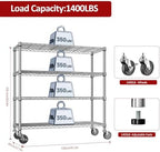 IZEUK 4-Tier Heavy Duty Metal Wire Shelving Unit, Adjustable Storage Rack Organizer for Garage, Kitchen, Office, Pantry, Warehouse (Chrome, 17.7" D x 47.2" W x 59.1" H) - Image 3