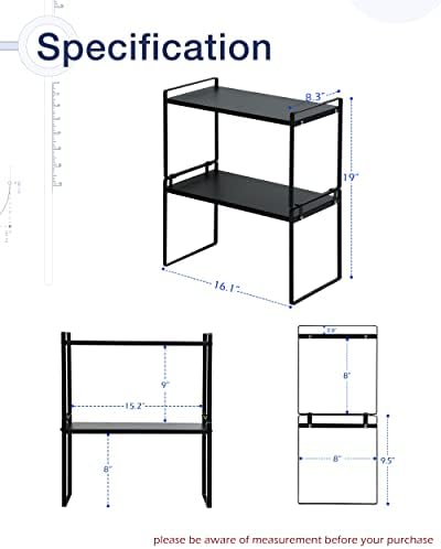 Nxconsu Stackable Cabinet Shelf Organizer 2 Pack, Standard Tall Black - Image 3