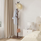 Wooden Coat Rack Freestanding with Stable Square Base,Brown - Image 3