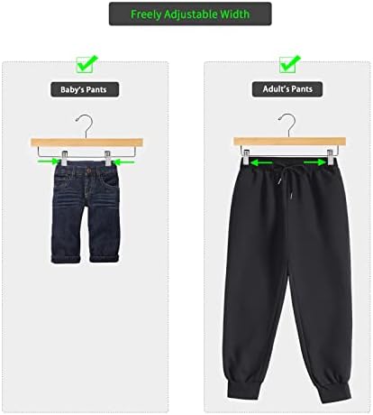 Nature Smile Deluxe Wooden Pants Hangers,Solid Lotus Wood Jeans Skirt Hanger with Clips Anti-Rust Hook Pack of 28（Natural） - Image 3