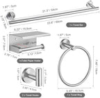 TURS Brushed Nickel 5-Piece Bathroom Hardware Set Towel Bar Set SUS304 Stainless Steel Towel Racks for Bathroom Wall Mounted, 23.6-Inch - Image 7