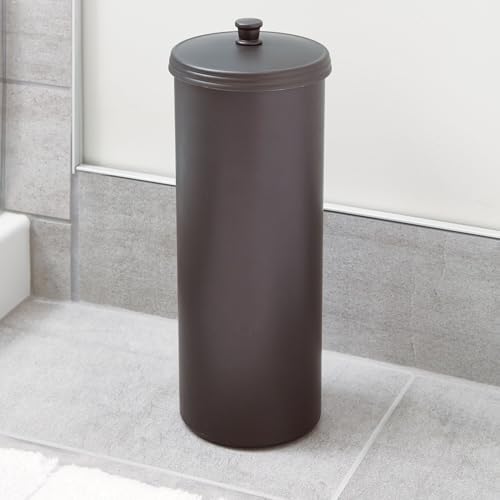 iDesign Freestanding Bathroom Toilet Paper Storage Holder with Lid for 3 Extra Rolls,Bronze,(Pack of 4) - Image 6