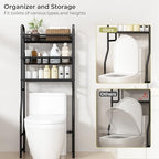 3 Tier Over The Toilet Storage Shelf, Freestanding Over The Toilet Rack, Space Saver Metal Bathroom Organizers and Storage for Small Space, Above The Toilet Storage Shelf Stand Organizer - Image 4
