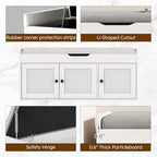 40" Storage Bench - Entryway Shoe Bench with 3 Doors and Top Storage Area, Multifunctional Entryway Bench with Lift Top Cushion, Shoe Storage Bench for Bedroom, Living Room, White - Image 6