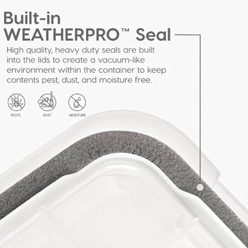 IRIS USA WeatherPro 103 Qt Storage Bins with Lids, 4 Pack, BPA-Free Plastic Gasket Box with Tight Latch and Seal, Stackable Nestable Tote Tub - Clear/Black - Image 4