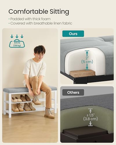 SONGMICS Shoe Bench, Storage Bench, Entryway Bench with Cushion - Image 4