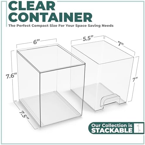 Sorbus Clear Stackable Storage Drawers (4 Pack, 7.6'' Tall) - Image 3