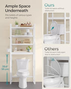 SONGMICS 4-Tier Bamboo Over The Toilet Storage, Adjustable Shelf, 72.8''H - Image 7