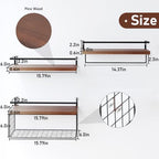 Wood Floating Shelves Wall Mounted - 3+1 Tier Rustic Bathroom Shelves Over Toilet with Wire Storage Basket &Towel Bar, Set of 3 Farmhouse Floating Shelf for Bathroom,Kitchen,Bedroom,Dark Brown. - Image 3